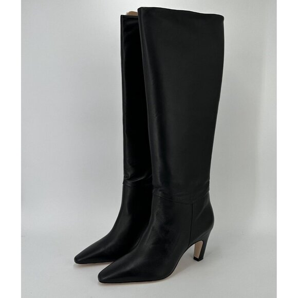 Everlane The Knee-High Banana Heel Boot in Black Leather sz 10.5 Women's Pull-on